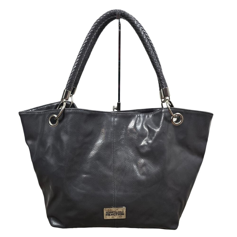 Kenneth Cole Reaction Breaded Shoulder Straps Clean Gray Handbag Purse